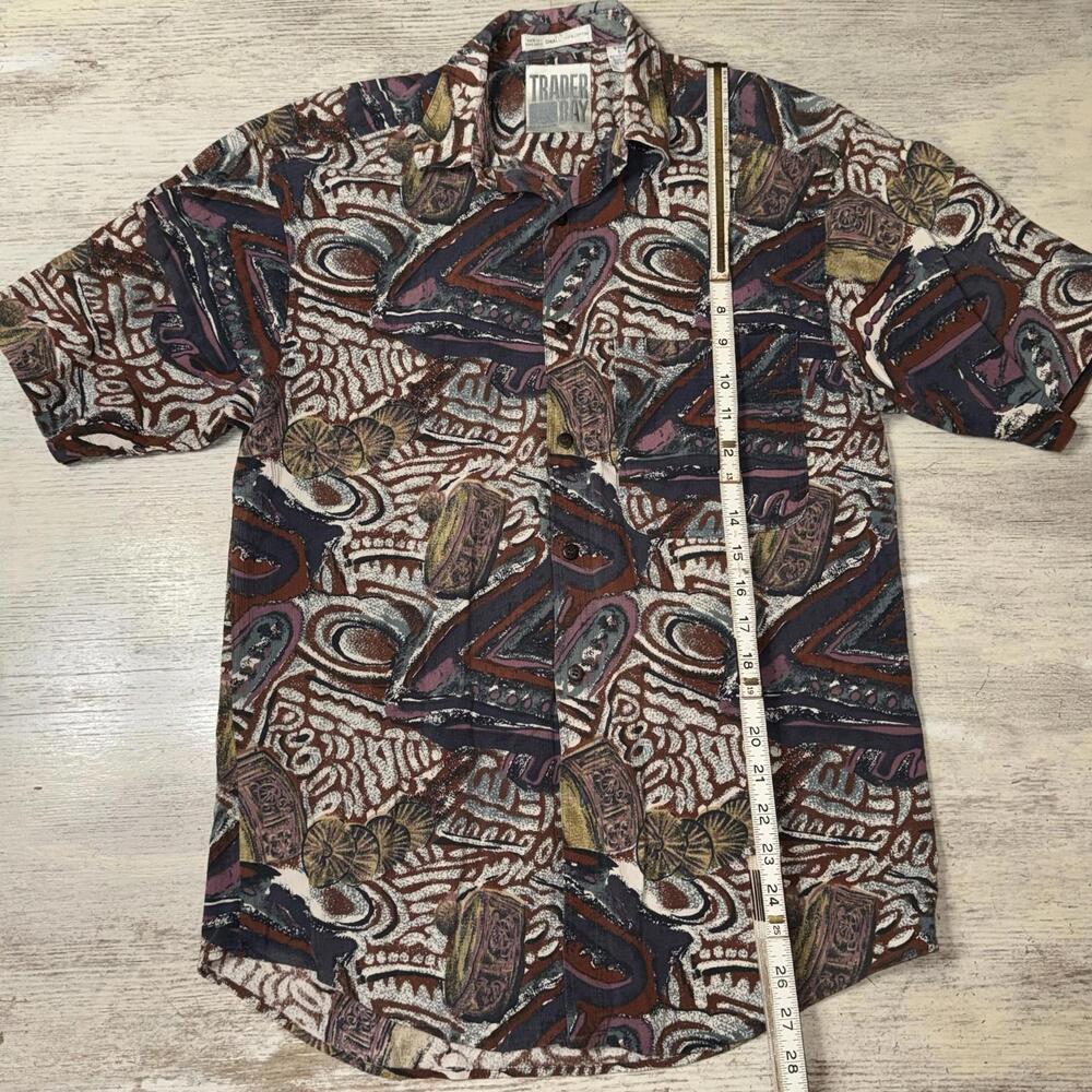 Euc Vintage 90s Patterned Button Down Cotton Shir… - image 3